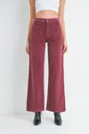 Jbd Corduroy Mini Patch Pocket Wide Leg Pants In Dk Burgundy In Red