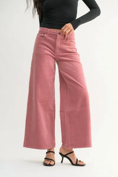 Jbd High Rise Corduroy Wide Leg Pants In Rose In Pink