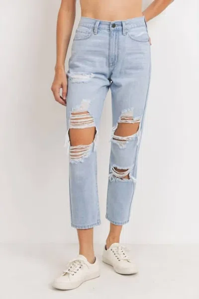 Jbd High Rise Destroyed Girlfriend Jean In Light Wash In Blue