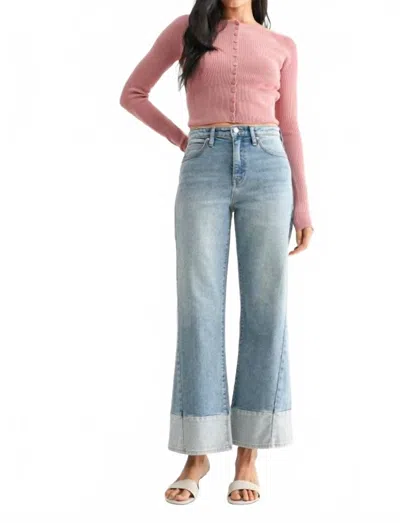 Jbd High Rise Two Toned Slim Wide Leg Jeans In Light Blue