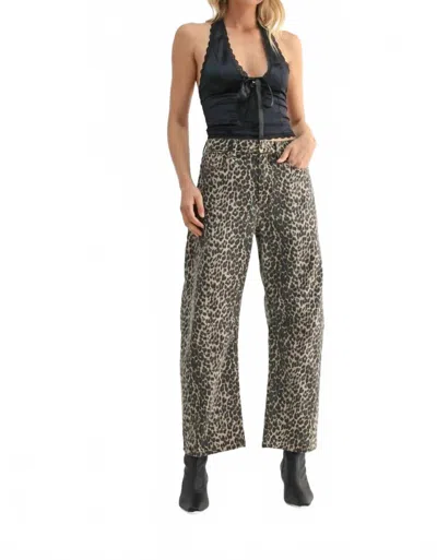 Jbd High-waisted Tapered Fit Barrel Jeans In Leopard Print In Multi