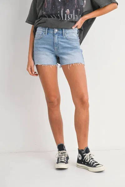 Jbd Jordan Mid Rise Cut Off Short In Light Wash In Blue