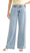 Jbd Lightweight Drapey Relaxed Trouser In Light Wash In Blue