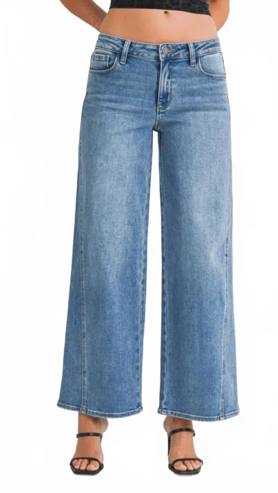 Jbd Mid Rise Full Length Seamed Wide Leg Jeans In Blue