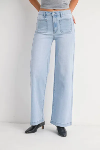Jbd Mini Patch Pocket Wide Jeans In Light Denim In Blue