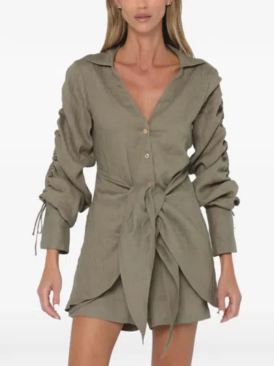 Jbq Alegra Ruched-sleeve Blouse In 그린