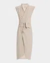 Jbq Alivia Linen-blend Wrap Shirtdress In Flax