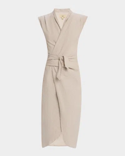 Jbq Alivia Linen-blend Wrap Shirtdress In Flax