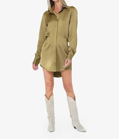 Jbq Althea Mini Dress In Pine Satin In Green