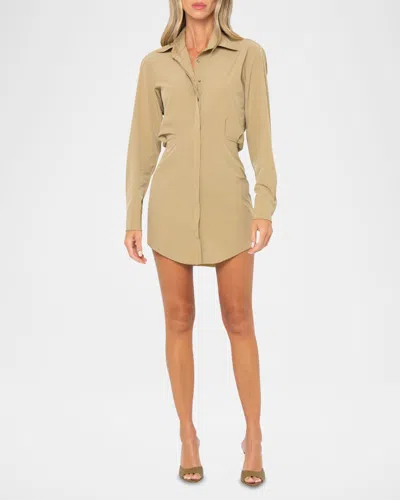 Jbq Althea Mini Shirtdress In Biscotti