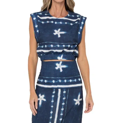 Jbq Anika Top In Indigo Shibori In Multi