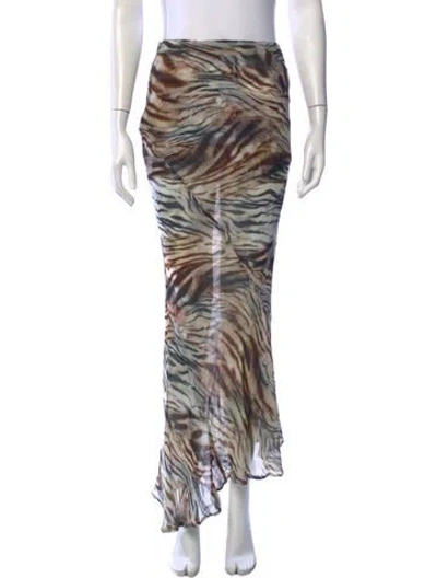 Pre-owned Jbq Animal Print Long Skirt In Multicolor