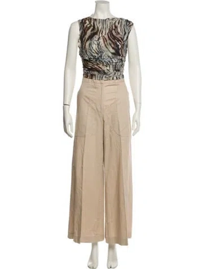 Pre-owned Jbq Animal Print Pant Set In Neutral