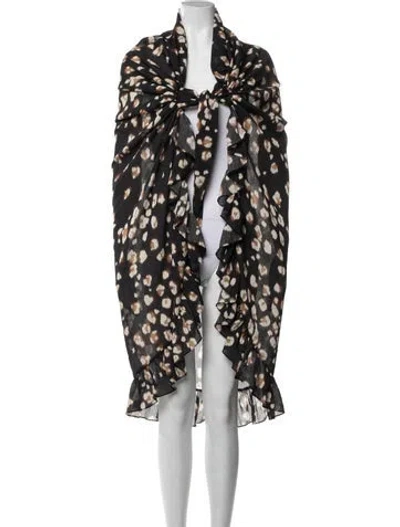 Pre-owned Jbq Animal Print Ruffle Embellishment Cover-up W/ Tags In Black