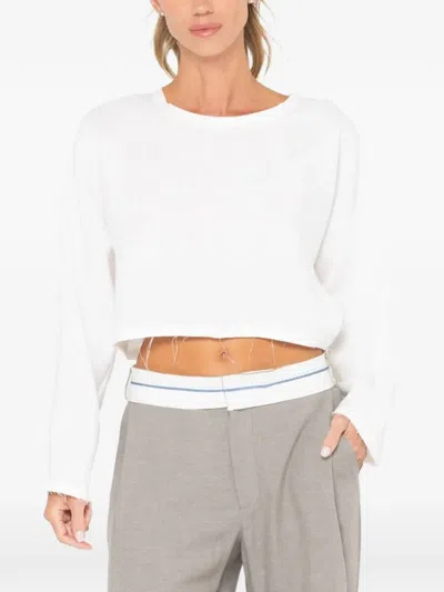 Jbq Anja Raw-cut Cropped Top In White