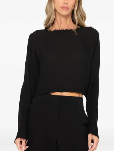 Jbq Anja Raw-cut Cropped Top In Black