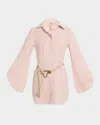 Jbq Antonia Belted Mini Shirtdress In Dusty Rose