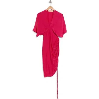 Jbq Ashley Ruched Midi Dress In Red