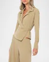 Jbq Aurora Long-sleeve Wrap Top In Biscotti