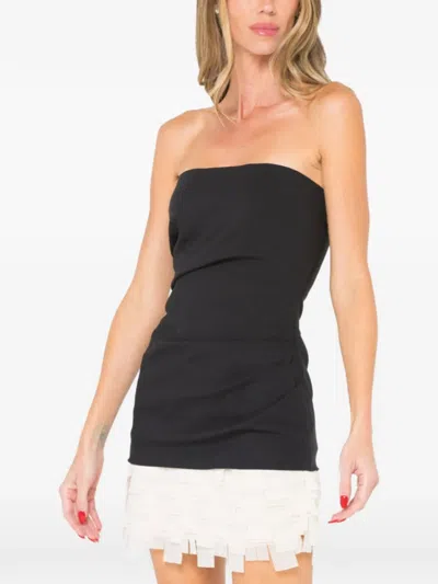 Jbq Beau Strapless Fringed Mini Dress In Black