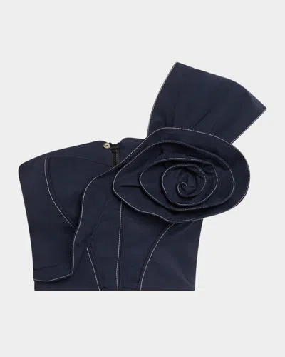 Jbq Blaire Asymmetric Crop Top In Navy