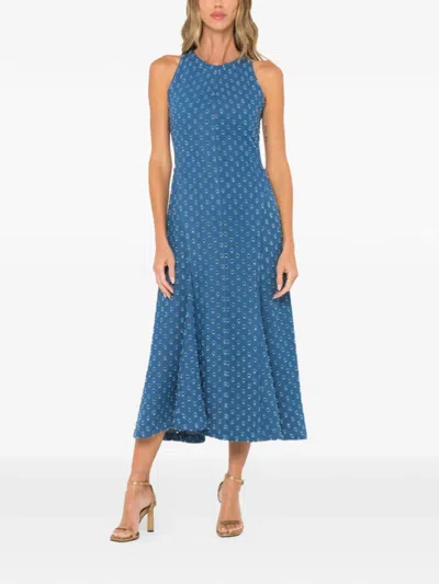 Jbq Brynn Patterned Sleeveless Midi Dress In Blue