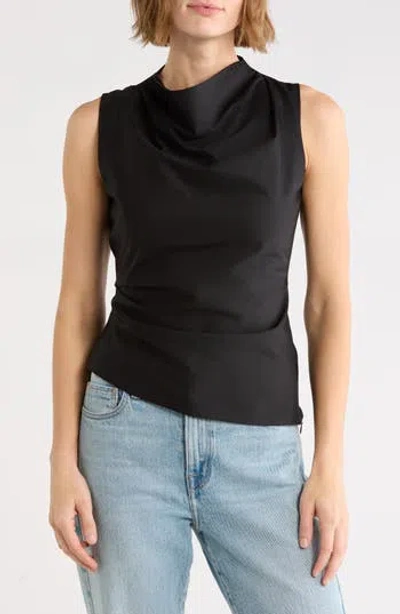 Jbq Caden Cowl Neck Cotton Top In Black