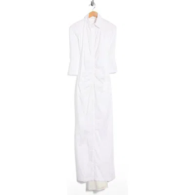 Jbq Cannes Ruched Maxi Shirtdress In White