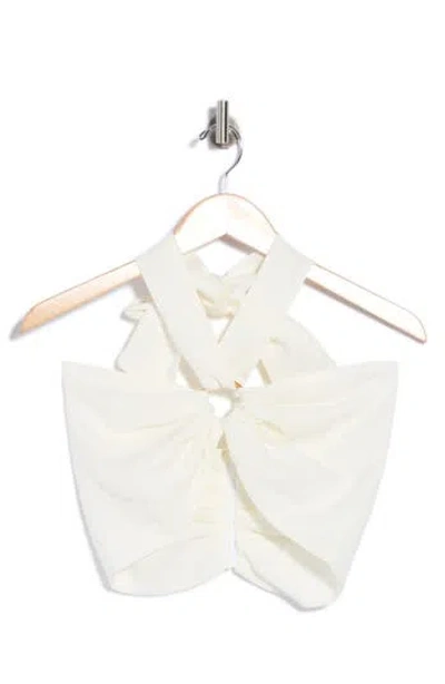 Jbq Carolina Linen Halter Cropped Top In White