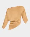 Jbq Cataleya Draped One-shoulder Top In Gold