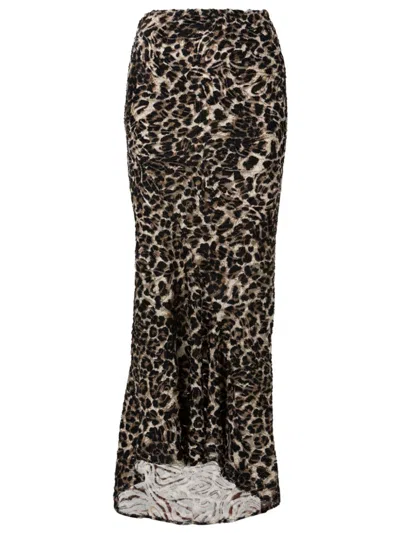 Jbq Cheetah-print Maxi Skirt In Gray