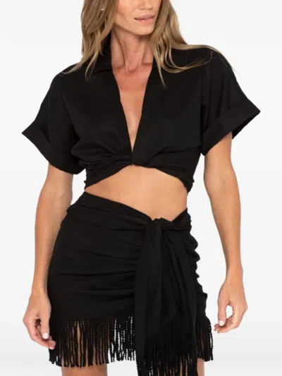 Jbq Chiara Twist-detail Crop Top In Black