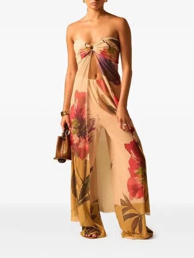 Jbq Coast Floral-print Top In Neutral