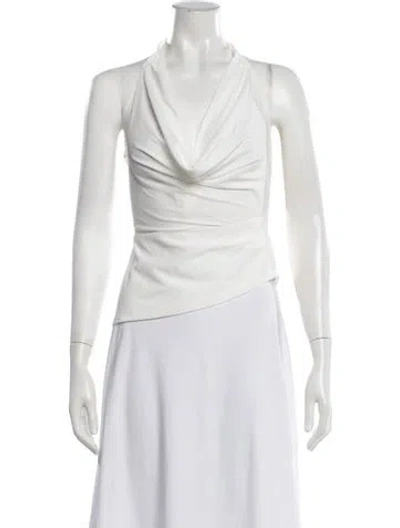 Pre-owned Jbq Cowl Neck Sleeveless Top In White