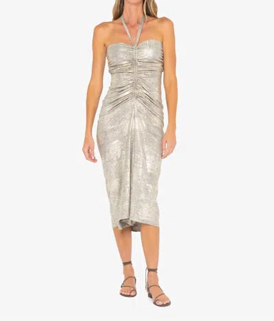 Jbq Dalia Midi Dress In Washed Metallic In Gray