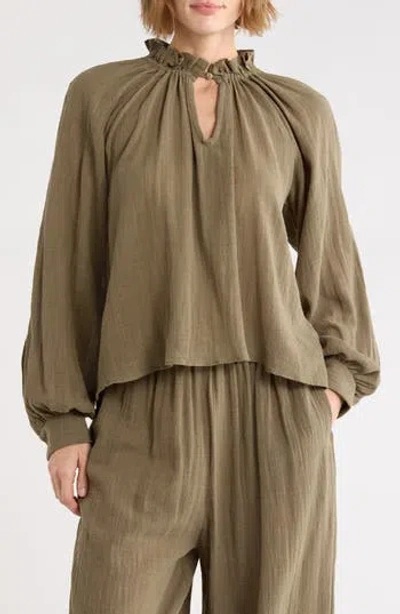 Jbq Dara Keyhole Cotton Tank Top In Green
