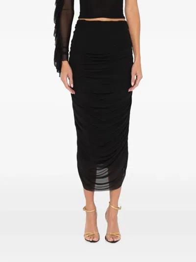 Jbq Donna Ruched Midi Skirt In Schwarz