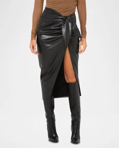 Jbq Dusk Faux Leather Tie-front Skirt In Black