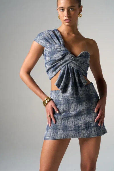 Jbq Sol Top In Blue Shibori In Gray