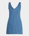 Jbq Emily Distressed Denim Mini Dress In Blue