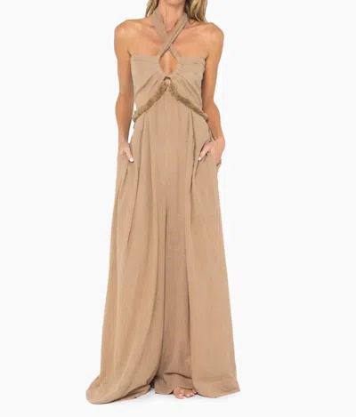 Jbq Esme Halter Jumpsuit In Latte In Brown