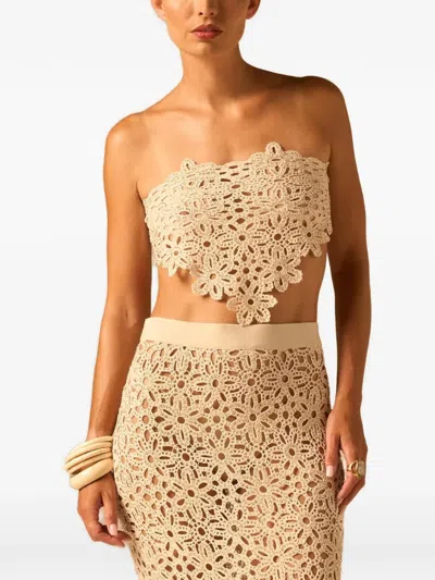 Jbq Ettie Beaded Macrame Top In Neutral