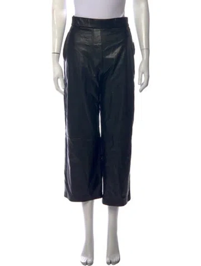 Pre-owned Jbq Faux Leather Wide Leg Pants In Blue