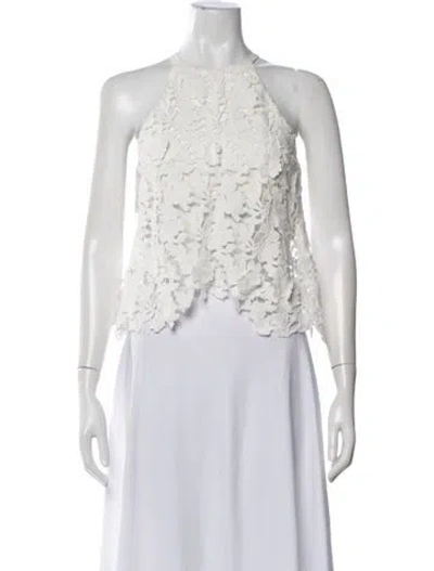 Pre-owned Jbq Floral Print Halterneck Top In White