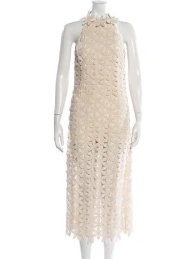 Pre-owned Jbq Floral Print Midi Length Dress In Neutral