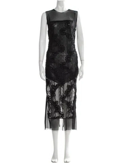 Pre-owned Jbq Floral Print Midi Length Dress W/ Tags In Black