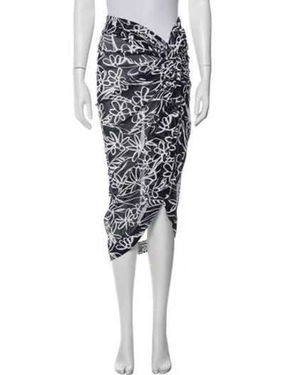 Pre-owned Jbq Floral Print Midi Length Skirt In Blue