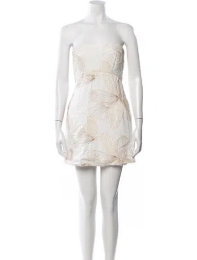 Pre-owned Jbq Floral Print Mini Dress In White