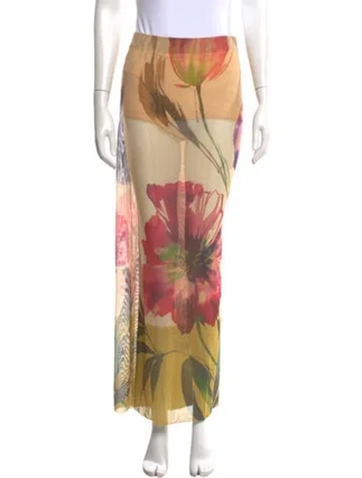 Pre-owned Jbq Floral Print Wide Leg Pants In Neutrals