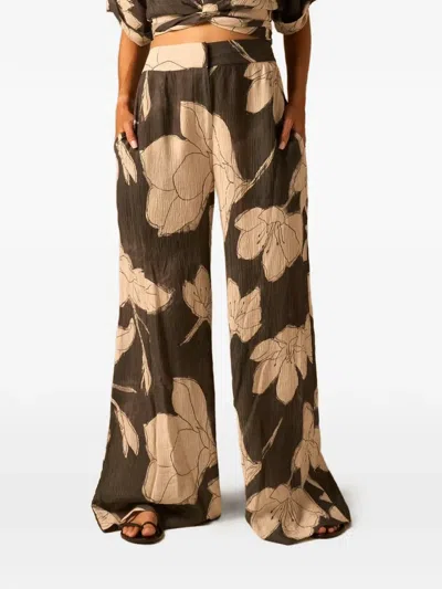 Jbq Floral-print Trousers In Brown